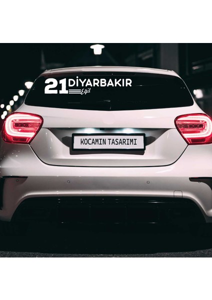 Diyarbakır 21 Plaka Kodlu Beyaz Araç Sticker Eğil Ilçe Yazılı Özel Tasarım 40X8 cm Şehir ve Ilçe Temalı Kaliteli Sticker