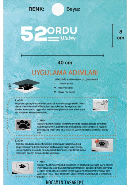 Ordu 52 Plaka Kodlu Beyaz Araç Sticker Ulubey Ilçe Yazılı Özel Tasarım 40X8 cm Şehir ve Ilçe Temalı Kaliteli Sticker