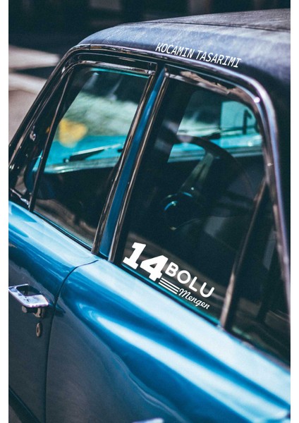 Bolu 14 Plaka Kodlu Beyaz Araç Sticker Mengen Ilçe Yazılı Özel Tasarım 40X8 cm Şehir ve Ilçe Temalı Kaliteli Sticker modelleri