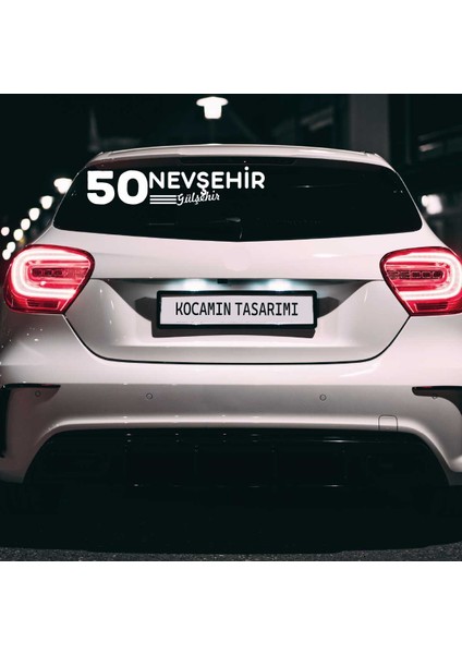 Nevşehir 50 Plaka Kodlu Beyaz Araç Sticker Gülşehir Ilçe Yazılı Özel Tasarım 40X8 cm Şehir ve Ilçe Temalı Kaliteli Sticker fırsatları
