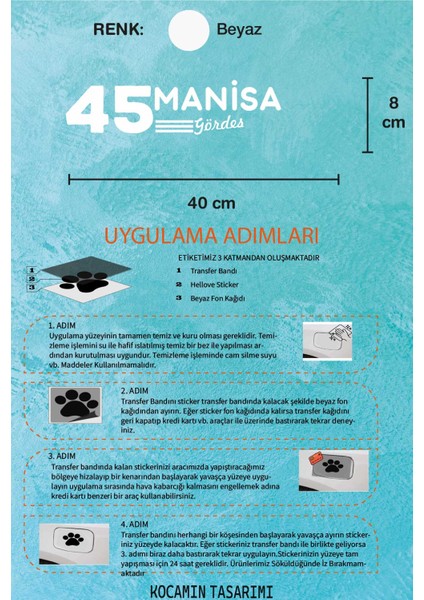 Manisa 45 Plaka Kodlu Beyaz Araç Sticker Gördes Ilçe Yazılı Özel Tasarım 40X8 cm Şehir ve Ilçe Temalı Kaliteli Sticker