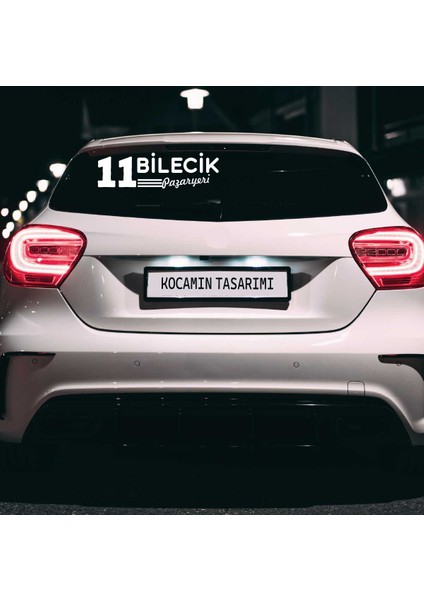 Bilecik 11 Plaka Kodlu Beyaz Araç Sticker Pazaryeri Ilçe Yazılı Özel Tasarım 40X8 cm Şehir ve Ilçe Temalı Kaliteli Sticker fırsatları