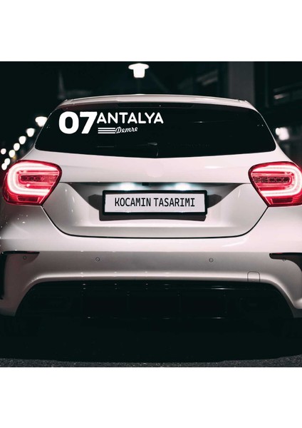 Antalya 07 Plaka Kodlu Beyaz Araç Sticker Demre Ilçe Yazılı Özel Tasarım 40X8 cm Şehir ve Ilçe Temalı Kaliteli Sticker fırsatları