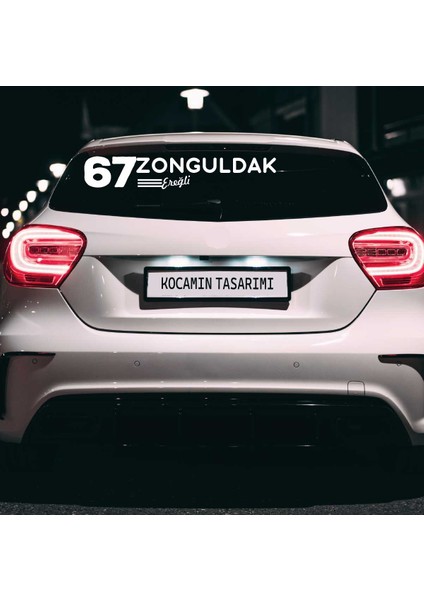 Zonguldak 67 Plaka Kodlu Beyaz Araç Sticker Ereğli Ilçe Yazılı Özel Tasarım 40X8 cm Şehir ve Ilçe Temalı Kaliteli Sticker fırsatları