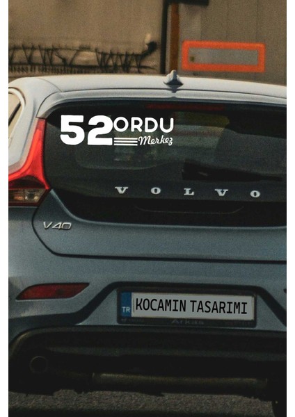Ordu 52 Plaka Kodlu Beyaz Araç Sticker Merkez Ilçe Yazılı Özel Tasarım 40X8 cm Şehir ve Ilçe Temalı Kaliteli Sticker
