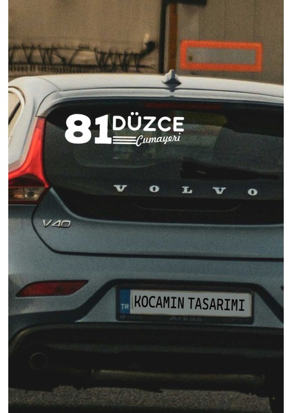 Düzce 81 Plaka Kodlu Beyaz Araç Sticker Cumayeri Ilçe Yazılı Özel Tasarım 40X8 cm Şehir ve Ilçe Temalı Kaliteli Sticker
