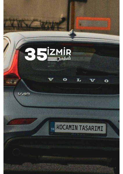 Izmir 35 Plaka Kodlu Beyaz Araç Sticker Torbalı Ilçe Yazılı Özel Tasarım 40X8 cm Şehir ve Ilçe Temalı Kaliteli Sticker