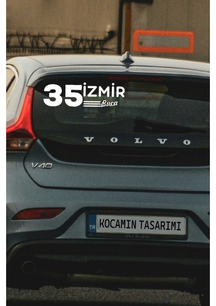Izmir 35 Plaka Kodlu Beyaz Araç Sticker Buca Ilçe Yazılı Özel Tasarım 40X8 cm Şehir ve Ilçe Temalı Kaliteli Sticker