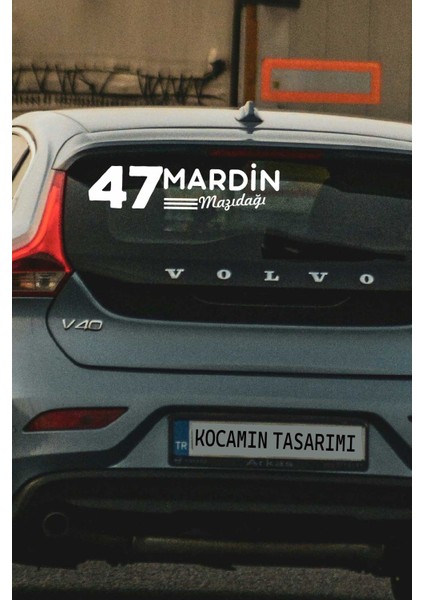 Mardin 47 Plaka Kodlu Beyaz Araç Sticker Mazıdağı Ilçe Yazılı Özel Tasarım 40X8 cm Şehir ve Ilçe Temalı Kaliteli Sticker