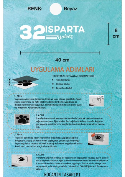 Isparta 32 Plaka Kodlu Beyaz Araç Sticker Yalvaç Ilçe Yazılı Özel Tasarım 40X8 cm Şehir ve Ilçe Temalı Kaliteli Sticker