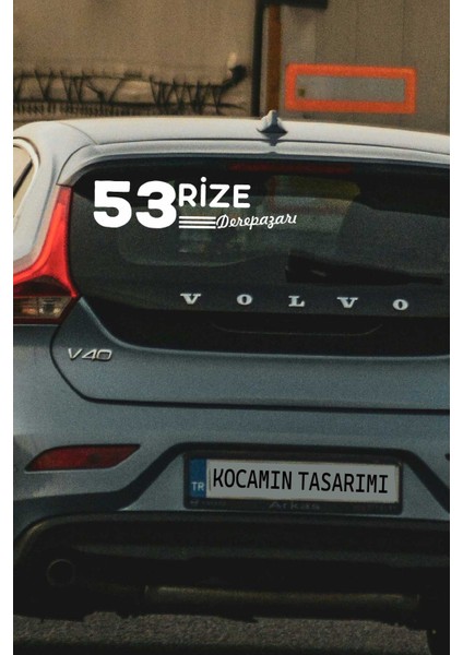 Rize 53 Plaka Kodlu Beyaz Araç Sticker Derepazarı Ilçe Yazılı Özel Tasarım 40X8 cm Şehir ve Ilçe Temalı Kaliteli Sticker