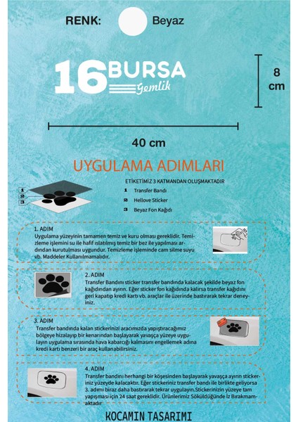 Bursa 16 Plaka Kodlu Beyaz Araç Sticker Gemlik Ilçe Yazılı Özel Tasarım 40X8 cm Şehir ve Ilçe Temalı Kaliteli Sticker