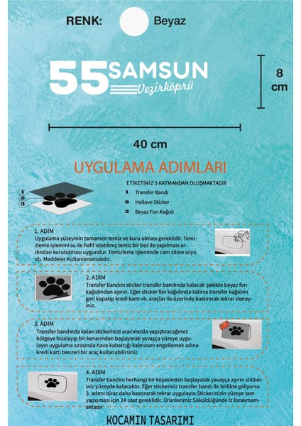 Samsun 55 Plaka Kodlu Beyaz Araç Sticker Vezirköprü Ilçe Yazılı Özel Tasarım 40X8 cm Şehir ve Ilçe Temalı Kaliteli Sticker