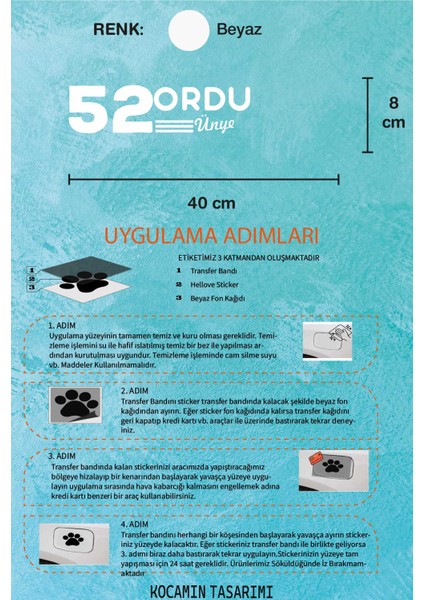 Ordu 52 Plaka Kodlu Beyaz Araç Sticker Ünye Ilçe Yazılı Özel Tasarım 40X8 cm Şehir ve Ilçe Temalı Kaliteli Sticker