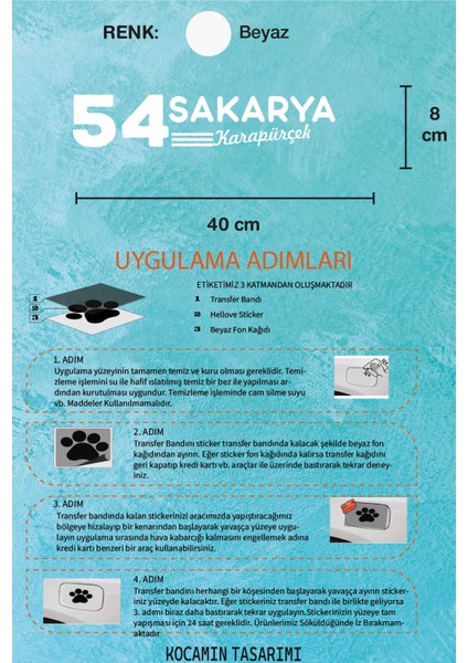 Sakarya 54 Plaka Kodlu Beyaz Araç Sticker Karapürçek Ilçe Yazılı Özel Tasarım 40X8 cm Şehir ve Ilçe Temalı Kaliteli Sticker indirimleri