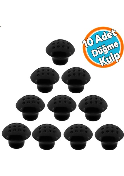 10 Adet Mobilya Düğme Kulp Çekmece Dolap Kapak Kulbu Siyah Metal