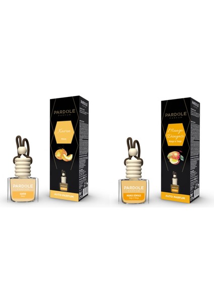 Araç Kokusu Mango Dünyası + Kavun 2'li Set - Oto Parfümü -8 ml - Oto Kokusu 2'li Set