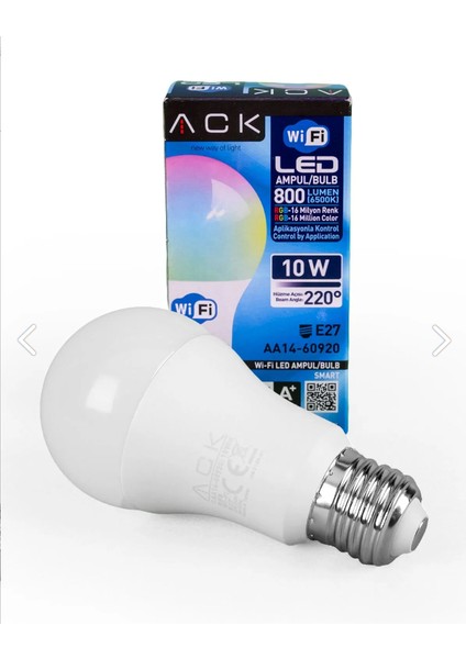 10W Wi- Fi Rgb LED Ampul E27 Duylu Uygulama Kontrollü Dim Edilebilir