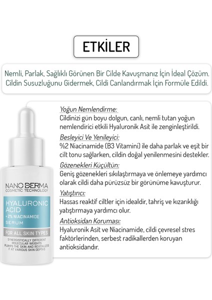 Hyaluronik Asit Niacinamide Serumu Yoğun Nemlendirici Besleyici Parlatıcı Hyaluronic Acid Serum 30 ml