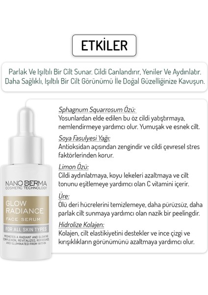 Hızlı Parlatıcı Yüz Serumu Cilde Işıltı Veren Aydınlatıcı Canlandırıcı Glow Radiance Serum 30 ml