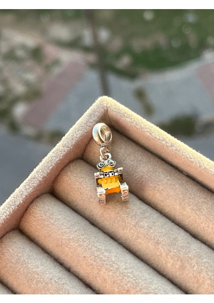Sarı Robot Charm / Gümüş Kaplama