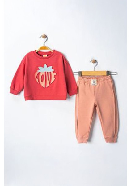 Love Meyveli Kabartma Baskı Kız Çoçuk 2 li takım - Fuşya