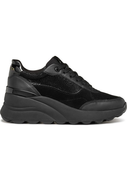 Kadın Siyah Spherica EC13 Bağcıklı Kalın Taban Deri Sneaker D45WAA0JS85C9999