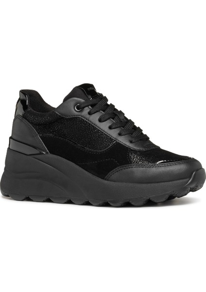 Kadın Siyah Spherica EC13 Bağcıklı Kalın Taban Deri Sneaker D45WAA0JS85C9999 modelleri