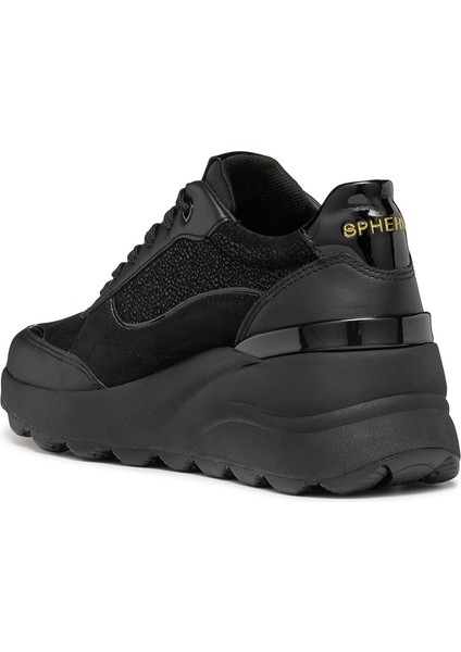 Kadın Siyah Spherica EC13 Bağcıklı Kalın Taban Deri Sneaker D45WAA0JS85C9999 fırsatları