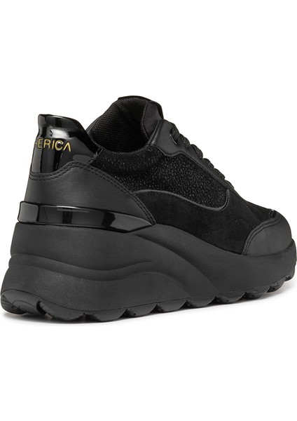 Kadın Siyah Spherica EC13 Bağcıklı Kalın Taban Deri Sneaker D45WAA0JS85C9999 indirimleri