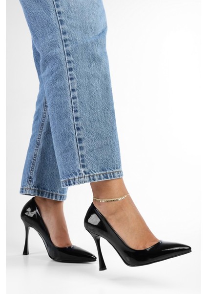 Kadın Mags Siyah Rugan Stiletto