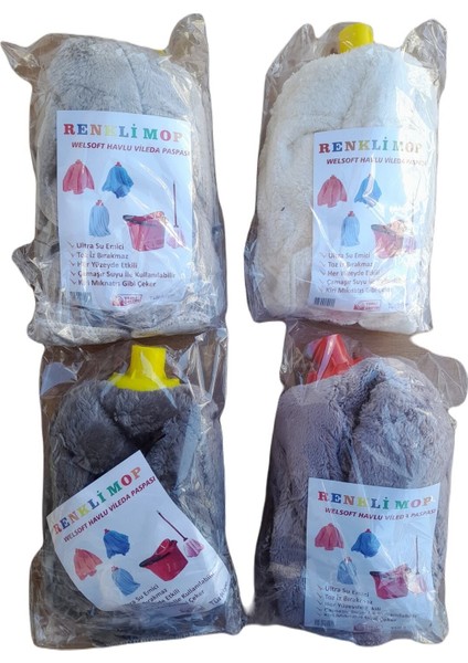Renkli Welsoft Havlu Mop, 2'li set, kolay temizlik sağlar fiyatları