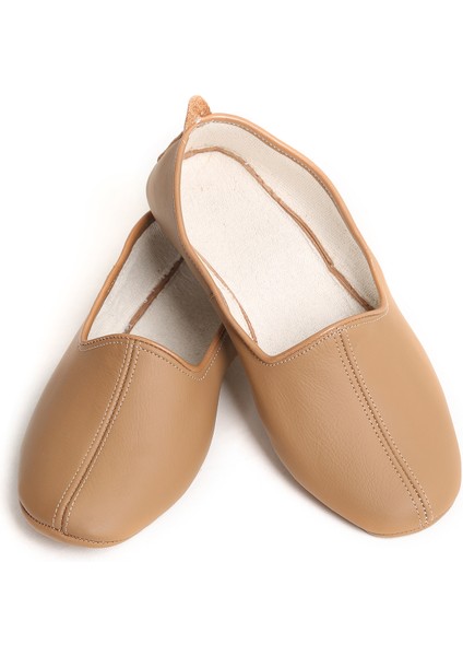 Deri Pamuk Astarlı Taba Ev Patiği | Hac Umre Tavaf Patiği | Ev Ofis Salon Ayakkabısı