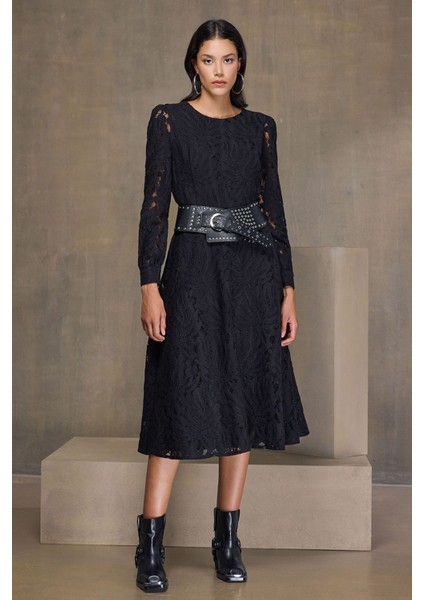 Dantelli Elbise Siyah