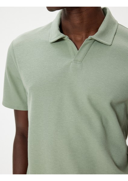 Polo Yaka Tişört Slim Fit Kısa Kollu Pamuk Karışımlı