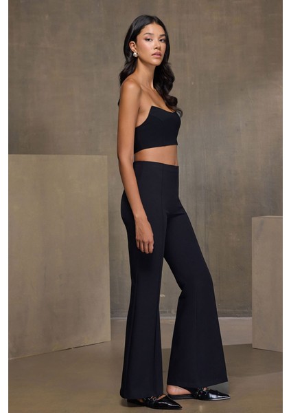 Nervür Dikişli Pantolon Siyah modelleri