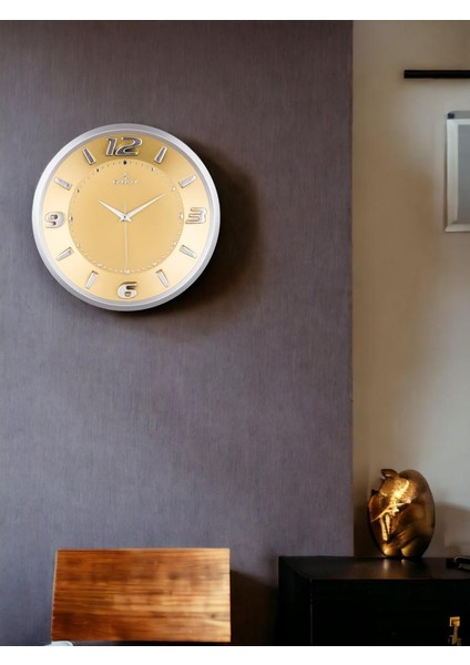 Exclucive Kabartama Rakamlı 30 cm Duvar Saati Gold modelleri