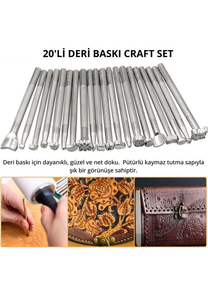 20'li Çelik Craft Set, Deri Hobi El Aleti