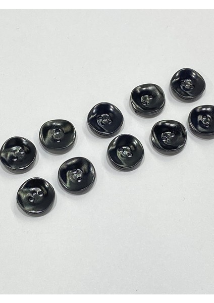 Bluz Düğmesi Takımı 10 Lu Set/ Siyah Eğri Dalgalı Düğme 1,3 Cm/ M006