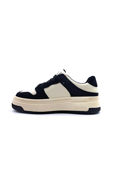 G24K358 Hakiki Deri Siyah Bej Kadın Sneaker Spor Ayakkabı fiyatları