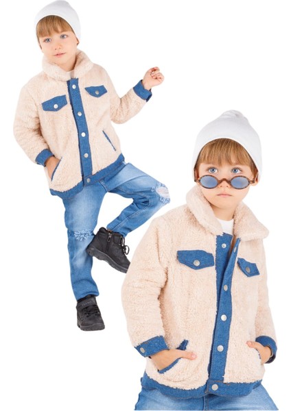Erkek Çocuk Peluş Mont Kot Pantolon Tarz Takım