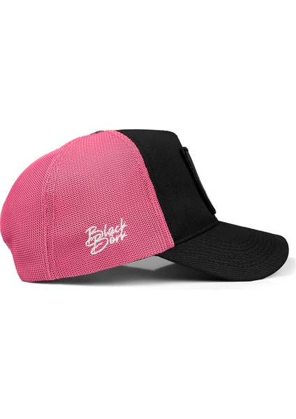 V1 Trucker Good Luck - 1 Kod Logolu Unisex Siyah-Pembe Şapka