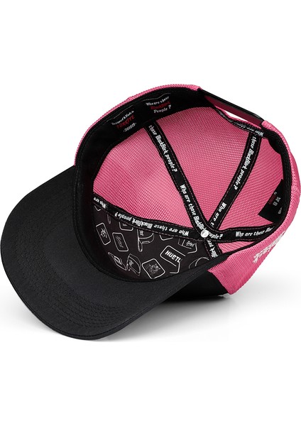 V1 Trucker Good Luck - 1 Kod Logolu Unisex Siyah-Pembe Şapka
