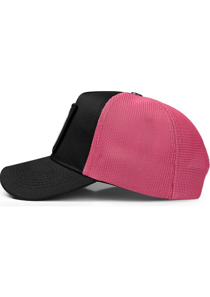V1 Trucker Good Luck - 1 Kod Logolu Unisex Siyah-Pembe Şapka