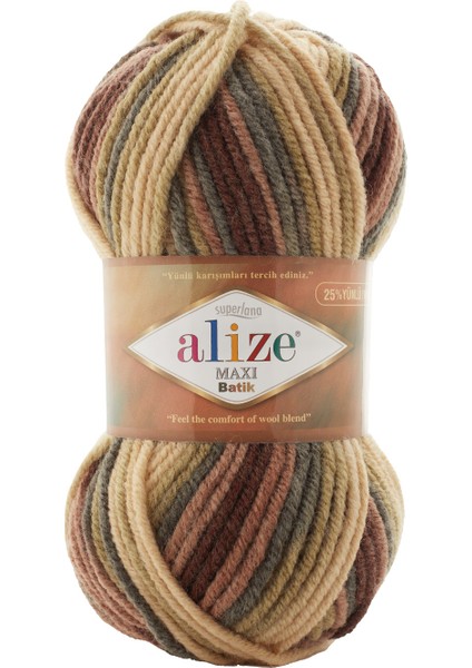 5 Adet Süperlana Maxi Batik Kalın El Örgü ipi Maxi Yelek Hırka ipi Atkı Bere Kazak ipliği 7804