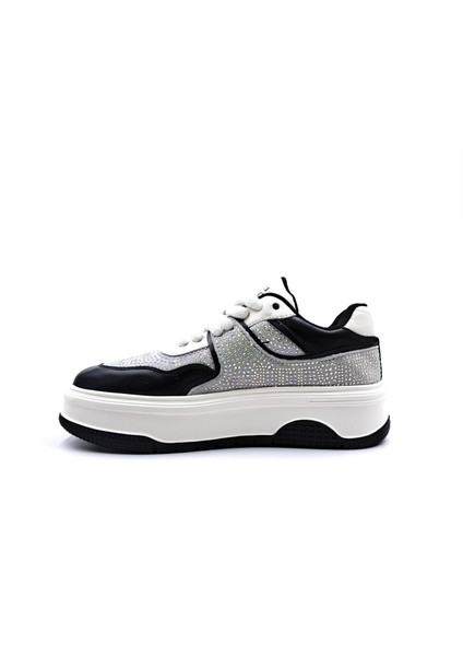 G24K355 Hakiki Deri Kadın Taşlı Siyah Sneaker Spor Ayakkabı fiyatları