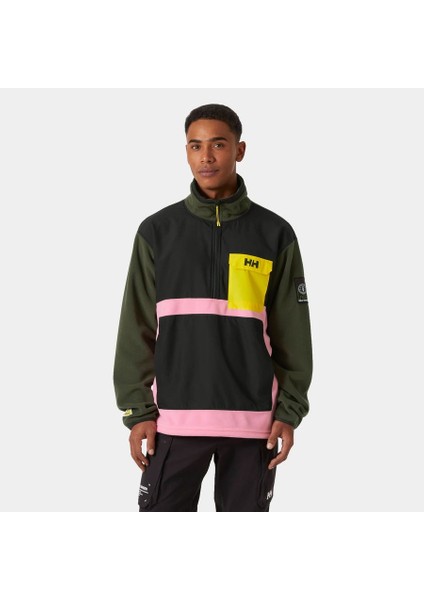 Play 1/2 Zıp Polar HHA.54086 Unisex Yeşil - Pembe Polar (Baştan Geçme)