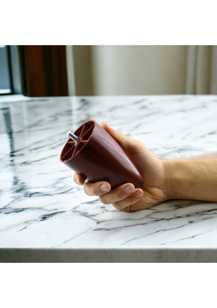 4 Adet Vidalı Oval 12 Cm (CEVİZ) Plastik Mobilya Yükseltici Yükseltme Koltuk Kanepe Baza Ayağı Ayakları