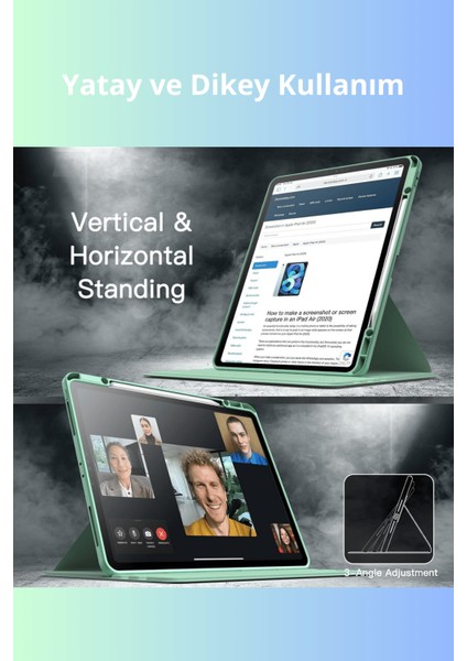 iPad Pro 11 Inç 2024 M4 Çipli 360 Derece Dönebilen Standlı Pino iPad Tablet Kılıfı