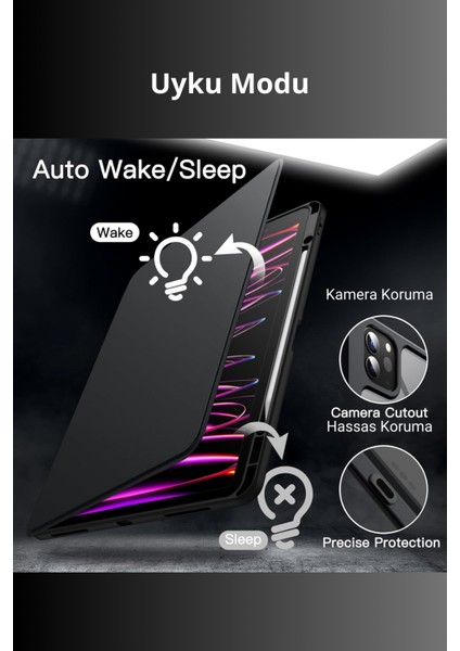 iPad Pro 11 Inç 2024 M4 Çipli 360 Derece Dönebilen Standlı Pino iPad Tablet Kılıfı modelleri